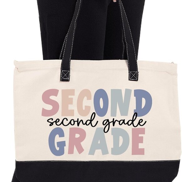 Cotton Canvas Tote Bag Unisex School Second Grade Teacher Gift Large - Picture 6 of 6